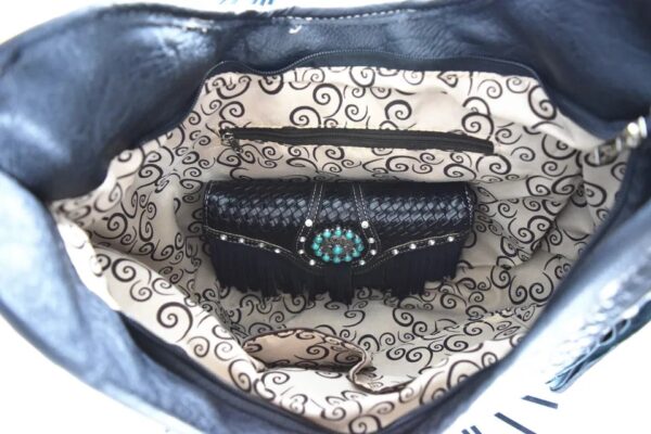 Black Western Cowgirl Handbag Concealed Carry Purse Women Shoulder Bag / Wallet Set - Image 3