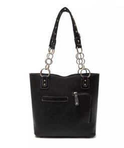Black & Teal Cross Studded Cross Handbag back