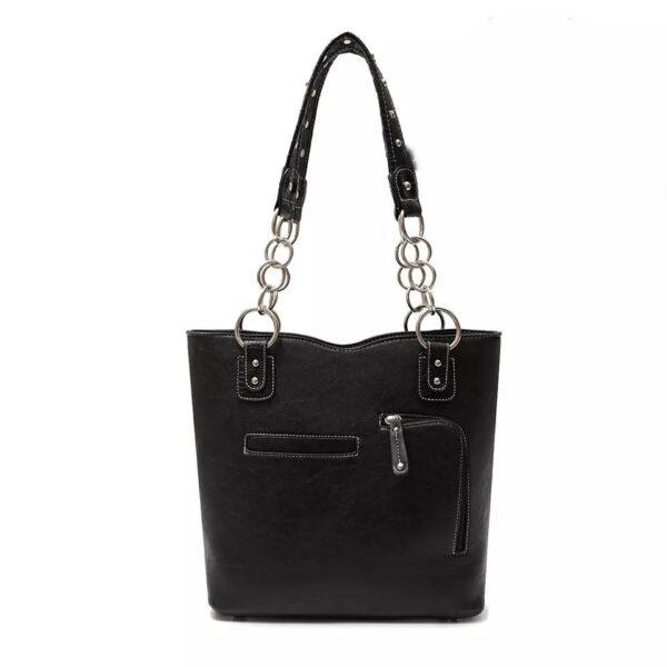 Black & Teal Cross Studded Cross Handbag back