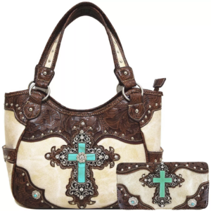 Beige Western Cross Handbag Set