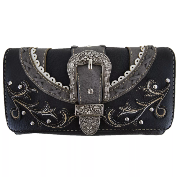 Black/Grey Western Buckle Wallet