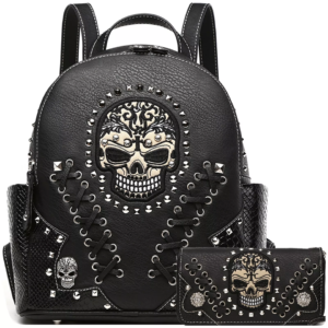 Black Skull Backpack Set