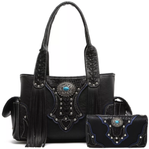 Black Western Handbag Set