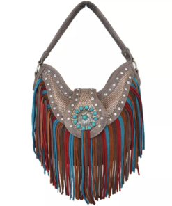 Grey Fringe Western Cowgirl Handbag