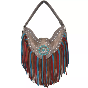 Grey Fringe Western Cowgirl Handbag