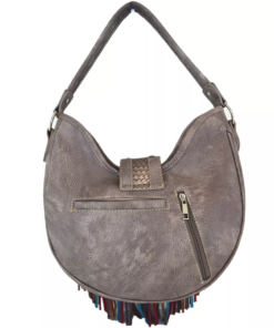 Grey Fringe Western Cowgirl Handbag Back