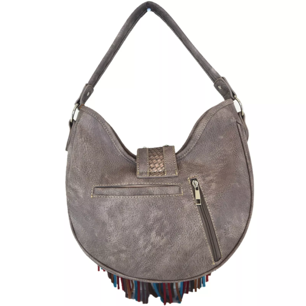 Grey Fringe Western Cowgirl Handbag Back