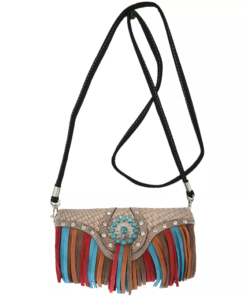Grey Fringe Western Cowgirl Wallet Strap