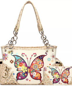 Ivory Western Butterfly Purse Set