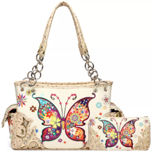 Ivory Western Butterfly Purse Set