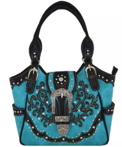 Teal Western Buckle Handbag