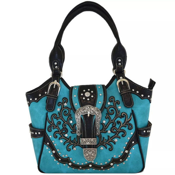 Teal Western Buckle Handbag