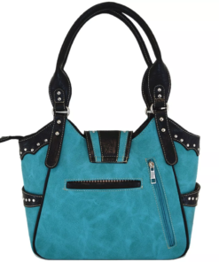 Teal Western Buckle Handbag Back