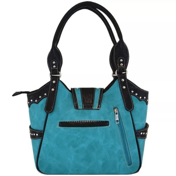 Teal Western Buckle Handbag Back