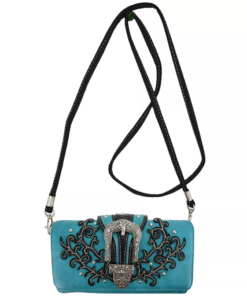 Teal Western Buckle Wallet Strap