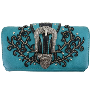 Teal Western Buckle Handbag Wallet