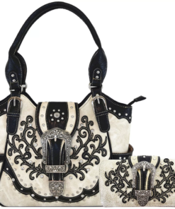 Beige Western Buckle Handbag Set