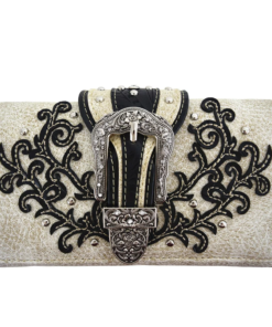 Beige Western Buckle Wallet Strap